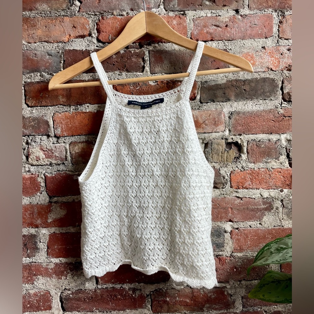 white crocheted top, French Connection, size small